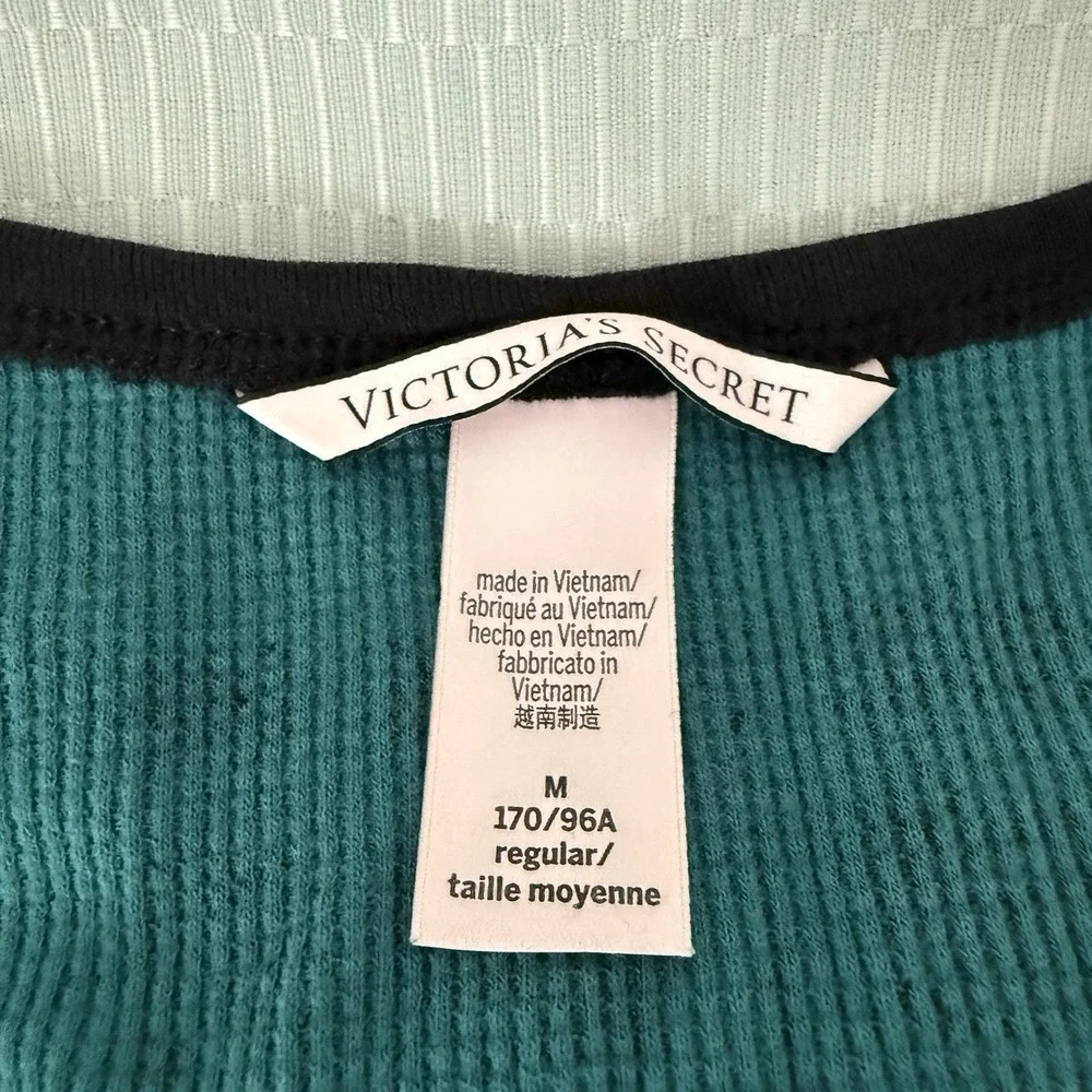 Women's VICTORIA'S SECRET Plaid Green / Black PJ's Pajamas Set Pants Top M